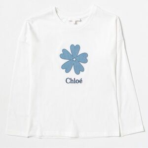 Chloe Girls Blue Flower Embroidered White Cotton Long Sleeve Shirt